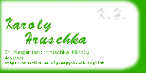 karoly hruschka business card